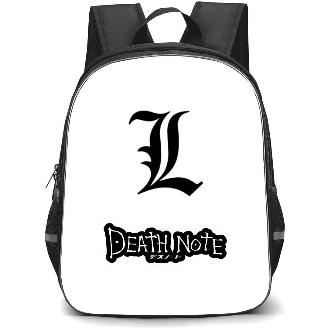 Death Note L Backpack StudentPack - L Logo On White Background