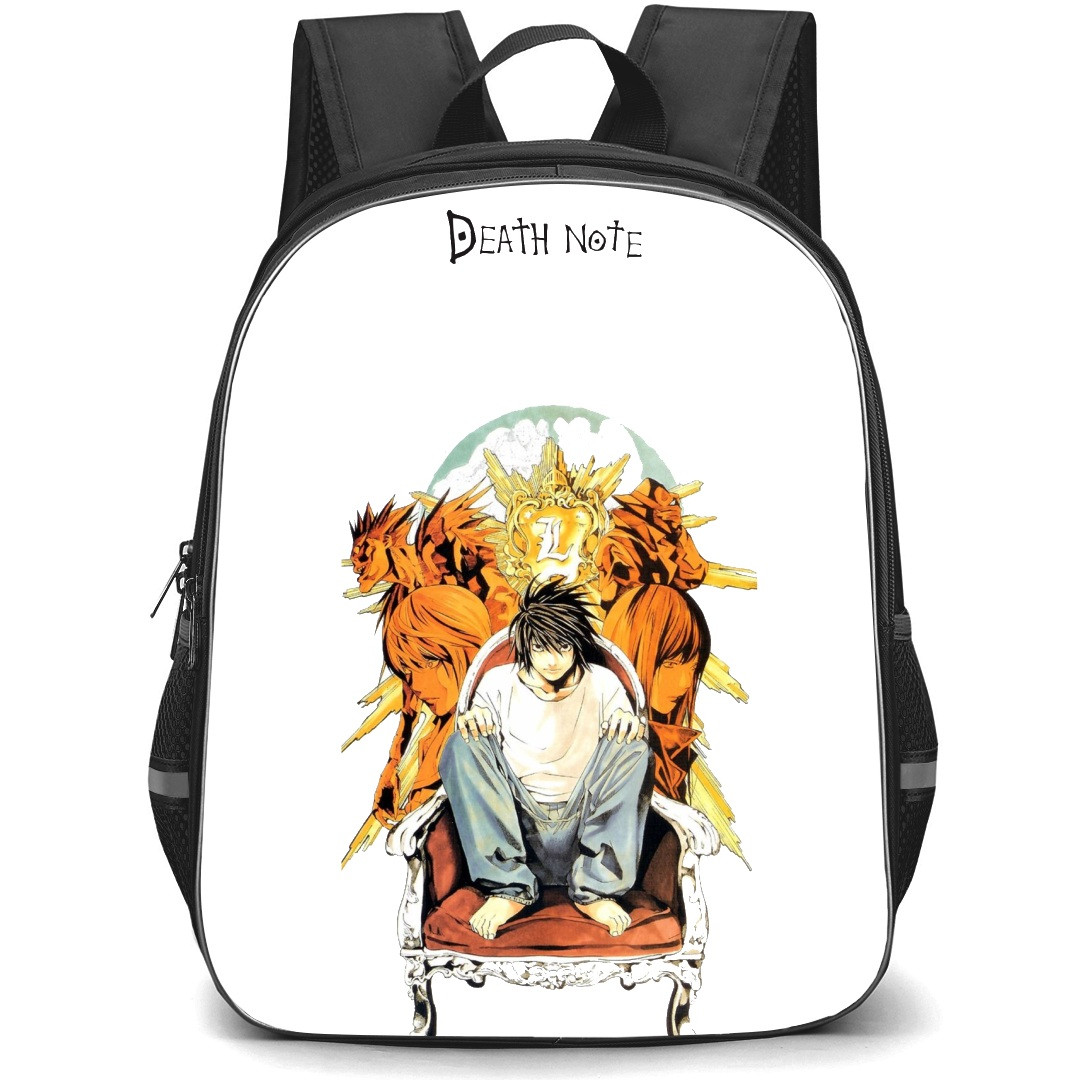 Death Note L Backpack StudentPack - Comic Series L Sitting On White Background