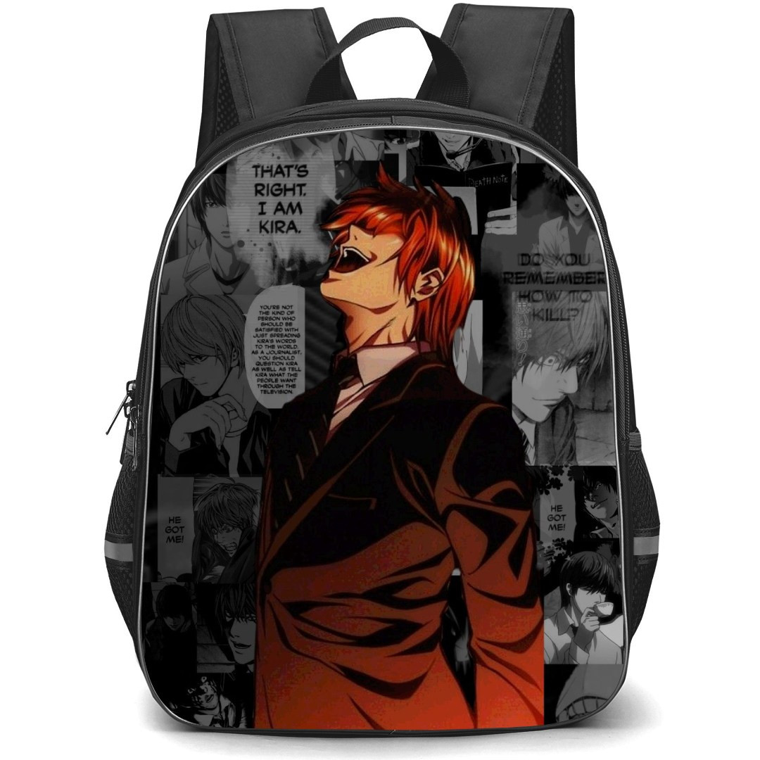 Death Note Light Yagami Backpack StudentPack - Light Yagami Laughing On Comic Background