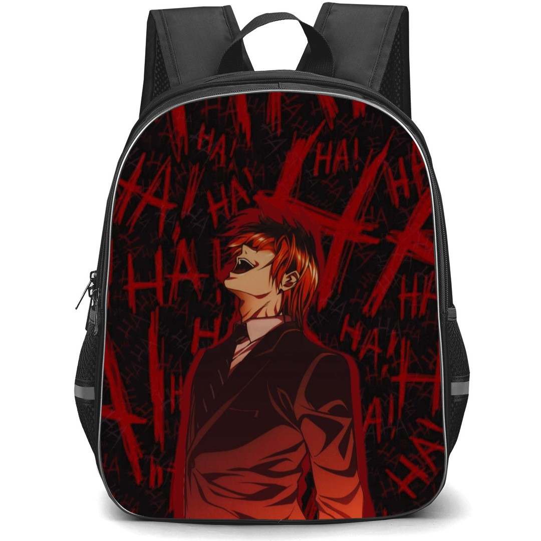 Death Note Light Yagami Backpack StudentPack - Comic Series Light Yagami Laughing On Ha Background