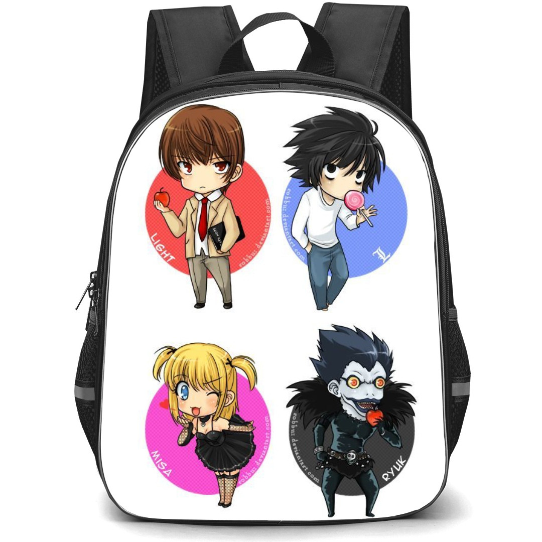 Death Note Backpack StudentPack - Main Characters Chibi Style On White Background