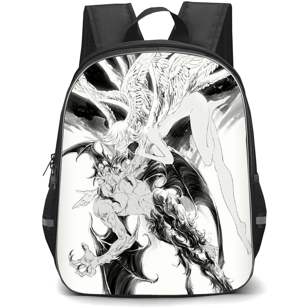 Devilman Crybaby Backpack StudentPack - Devilman Crybaby Akira Fudo And Ryo Asuka Grayscale Art Poster