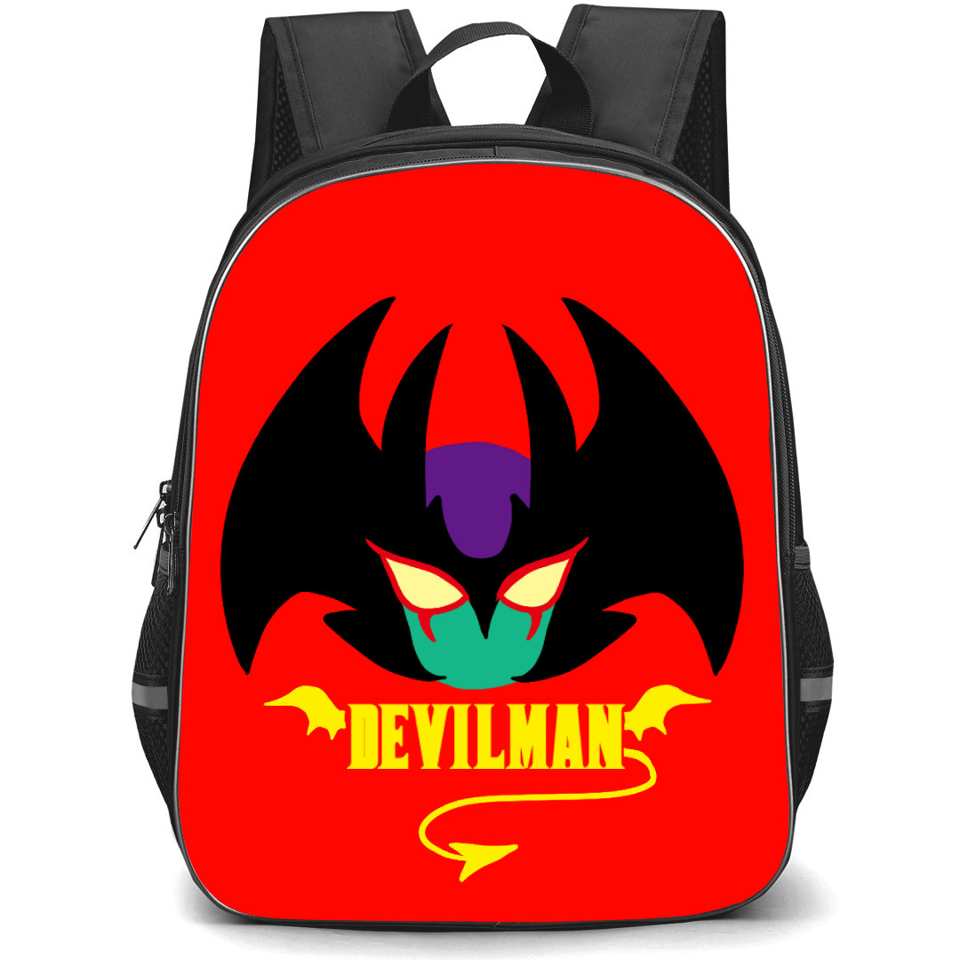 Devilman Crybaby Backpack StudentPack - Devilman Crybaby Logo Illustration Art On Red Background