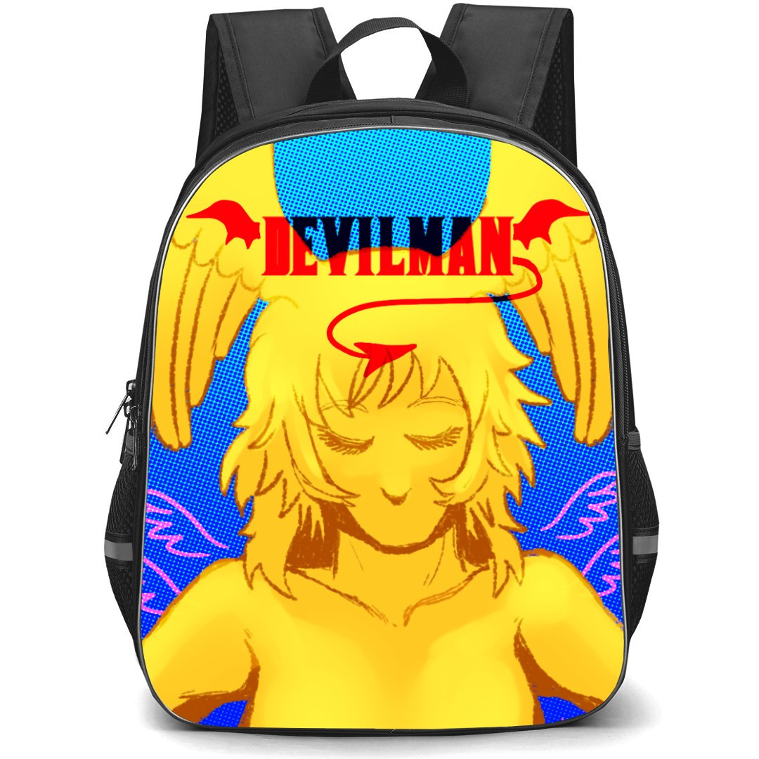 Devilman Crybaby Backpack StudentPack - Devilman Crybaby Yellow Drawing On Blue Background