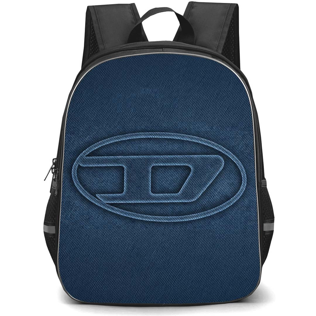 Diesel Backpack School Bag StudentPack - Diesel Blue Denim Oval D Poster