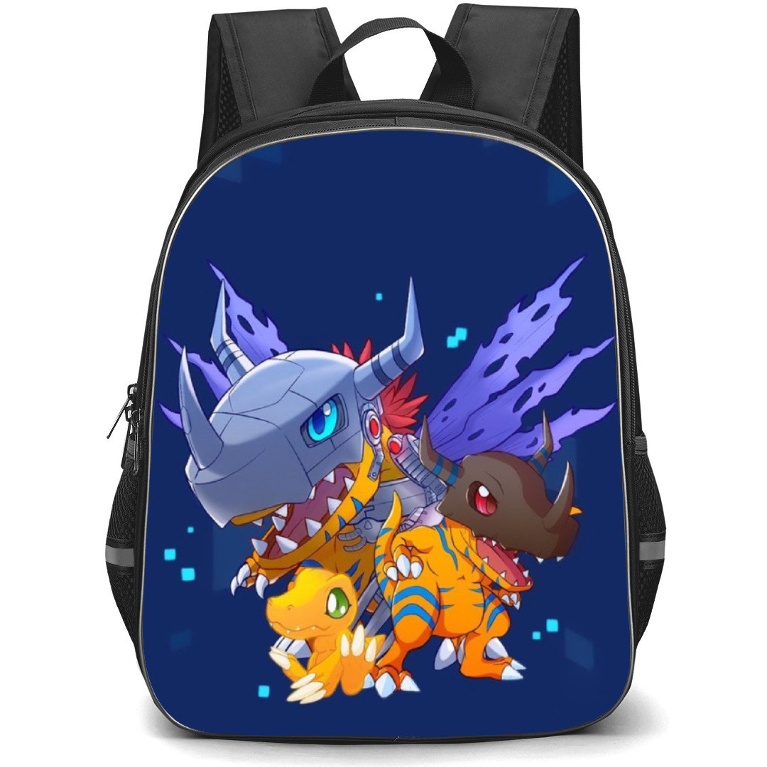 Digimon Agumon Backpack StudentPack - Agumon Evolution Chain In Blue Background