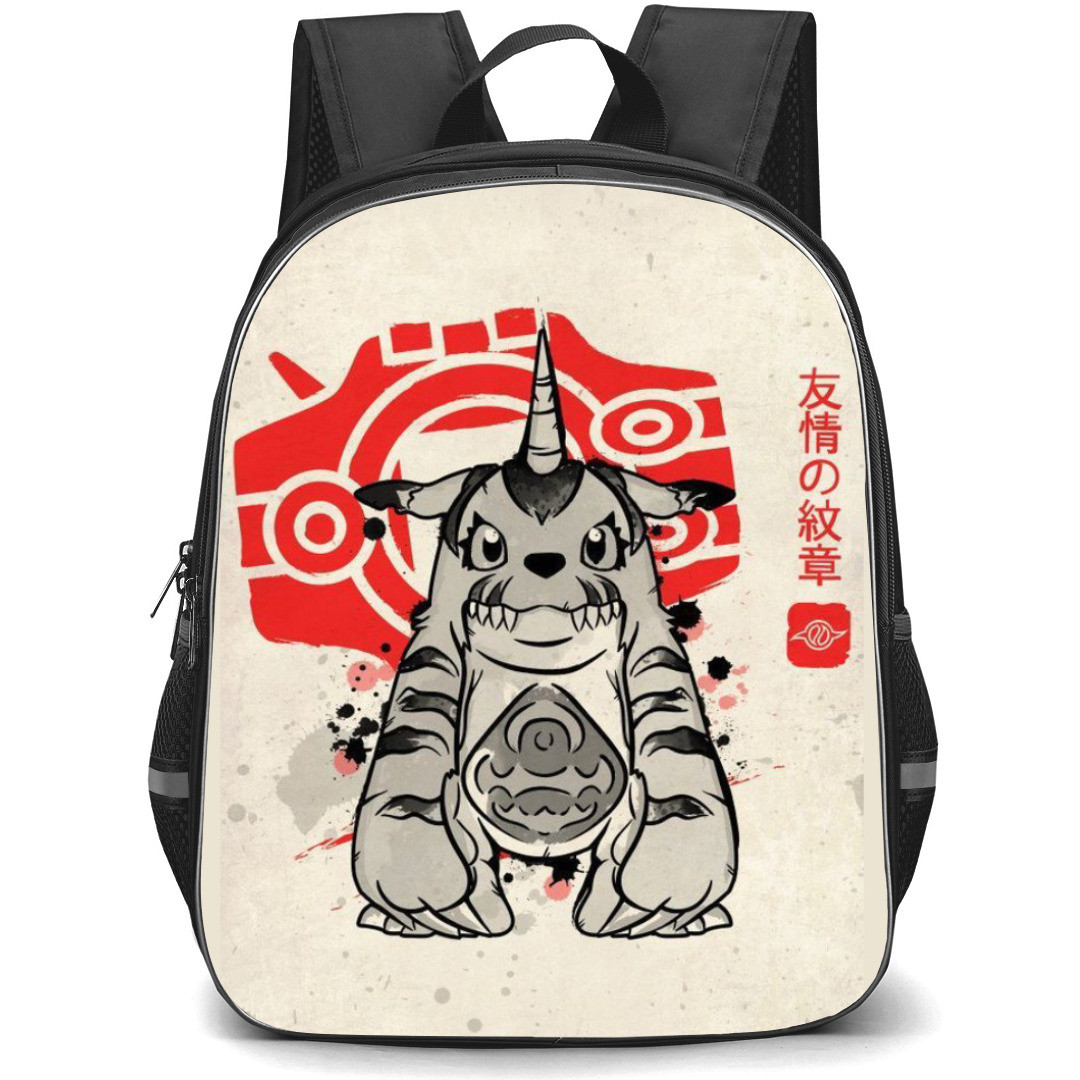 Digimon Gabumon Backpack StudentPack - Gabumon Ink Splash Portrait In Beige Background