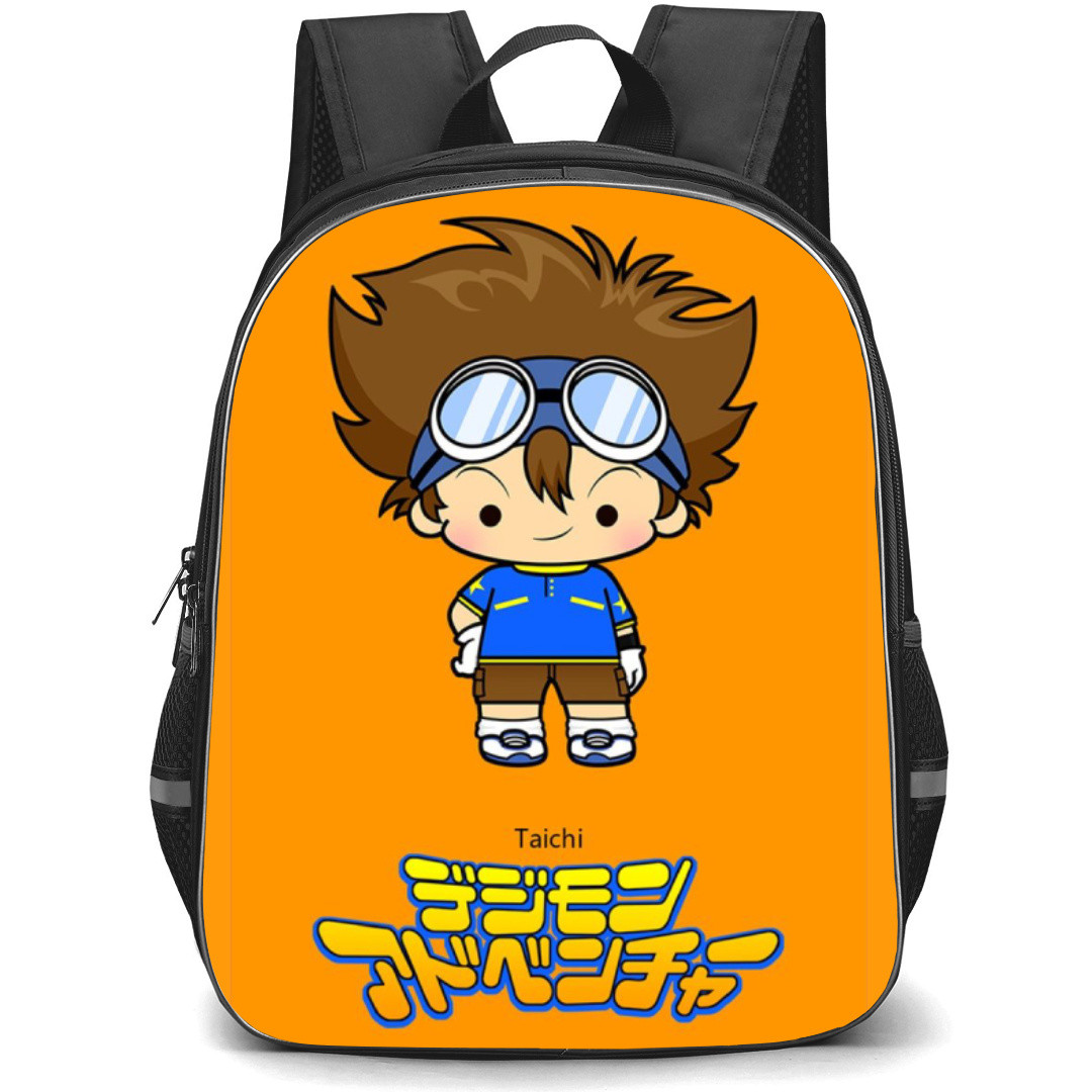 Digimon Taichi Backpack StudentPack - Taichi Chibi Portrait In Orange Background