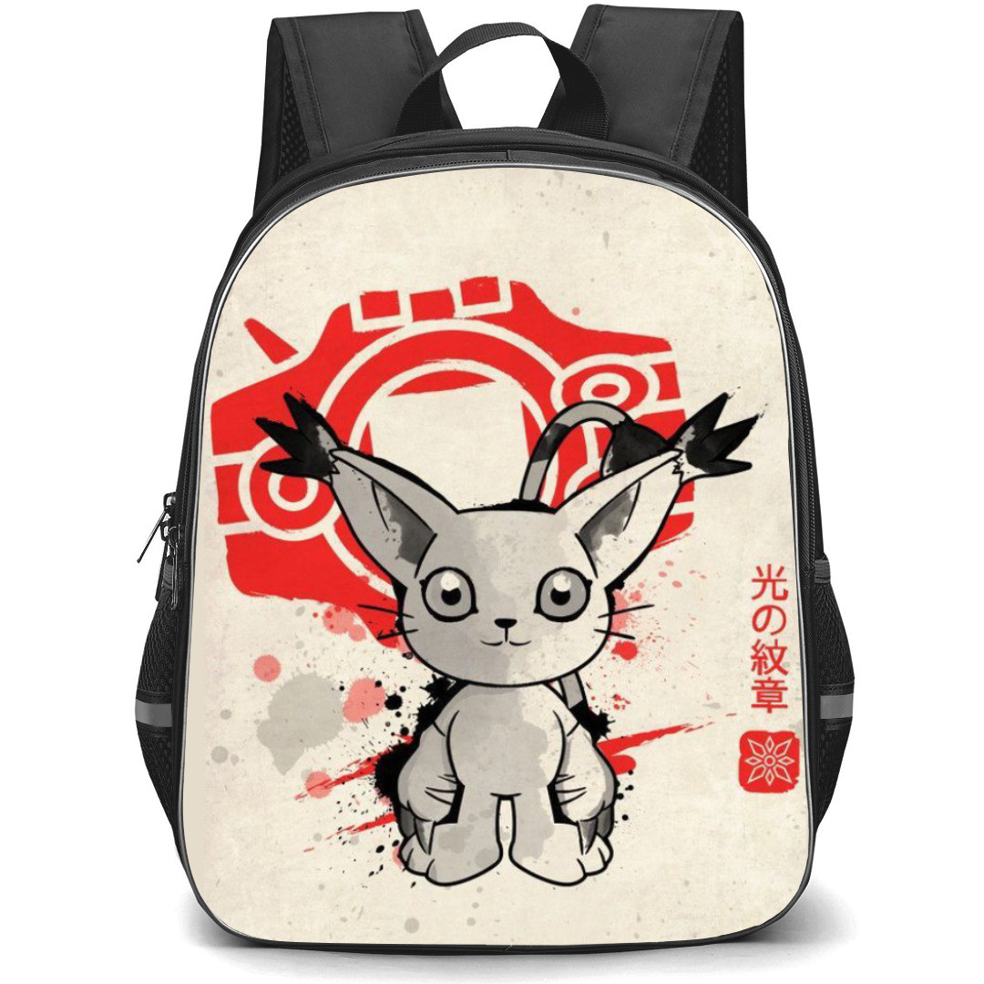 Digimon Tailmon Backpack StudentPack - Tailmon Ink Splash Portrait In Beige Background
