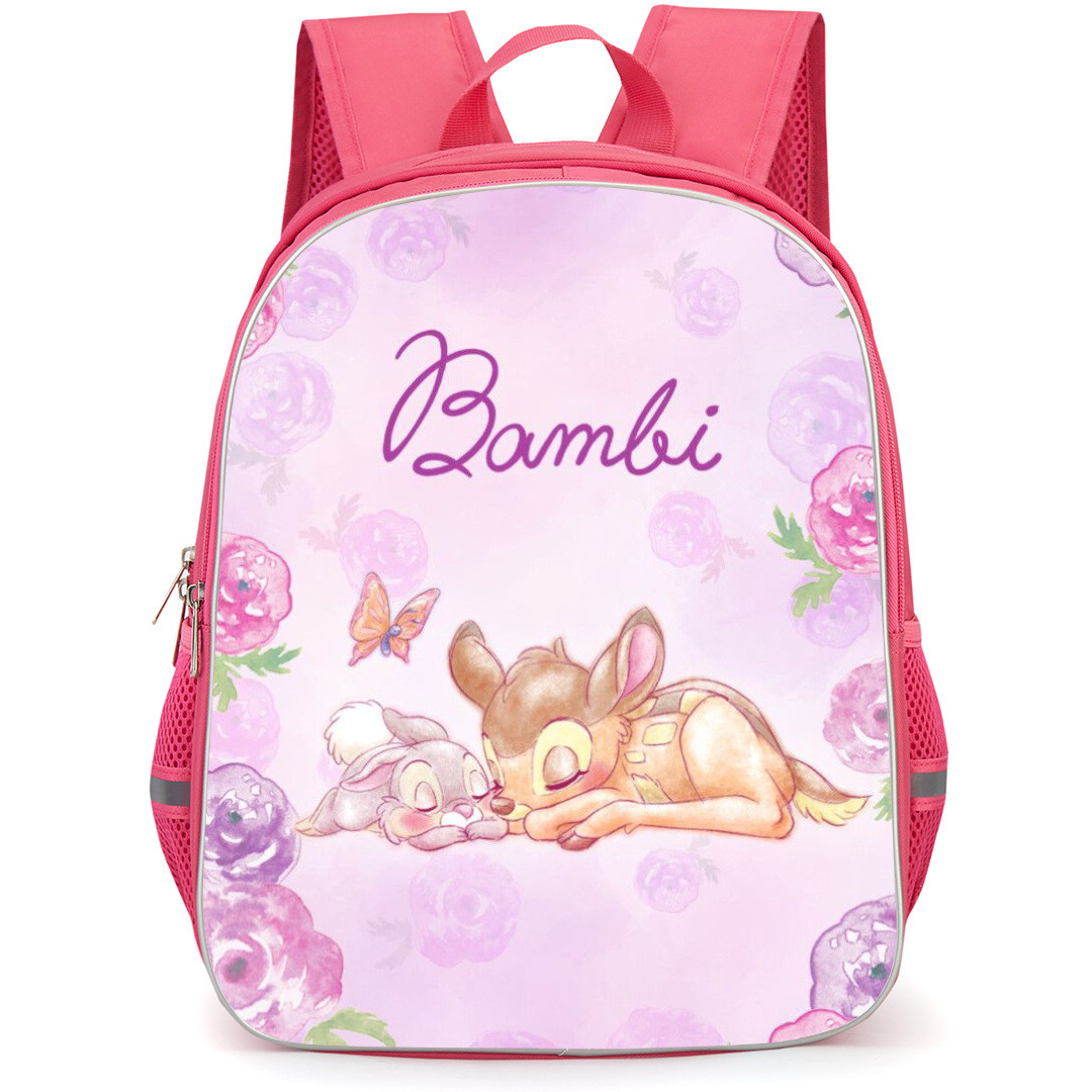 Bambi Backpack StudentPack - Bambi And Thumper Cute Pink Flower Drawing Poster