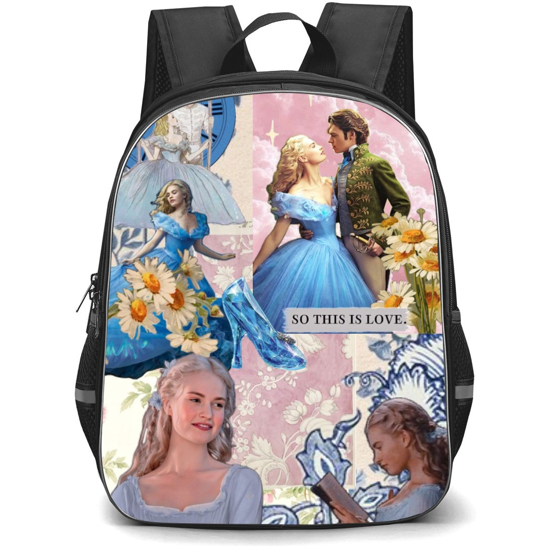 Disney Cinderella Backpack StudentPack - Cinderella And Prince Kit Charming Movie Collage