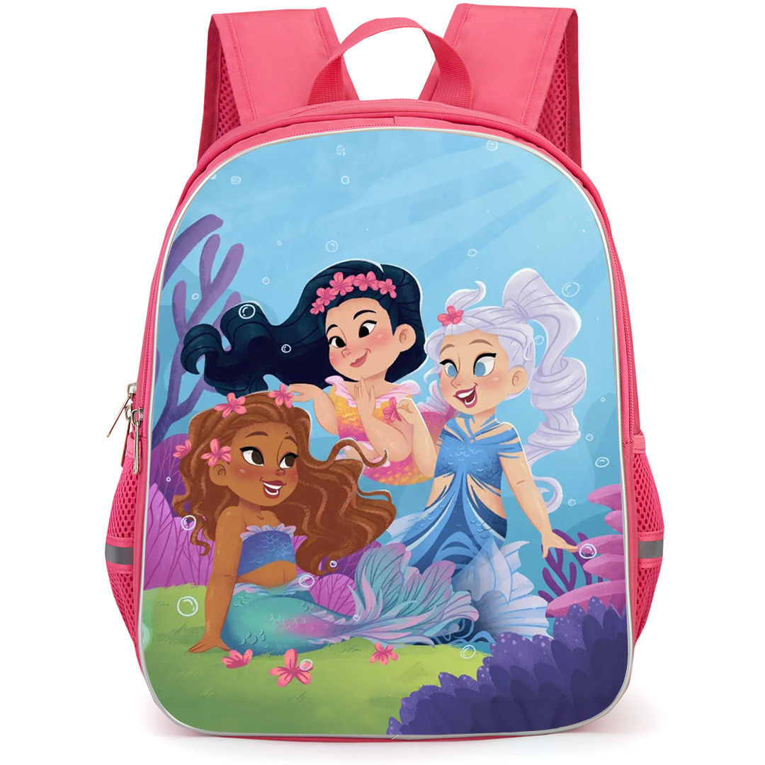The Little Mermaid 2023 Ariel Backpack StudentPack - Baby Ariel Smiling With Friends Chibi Art