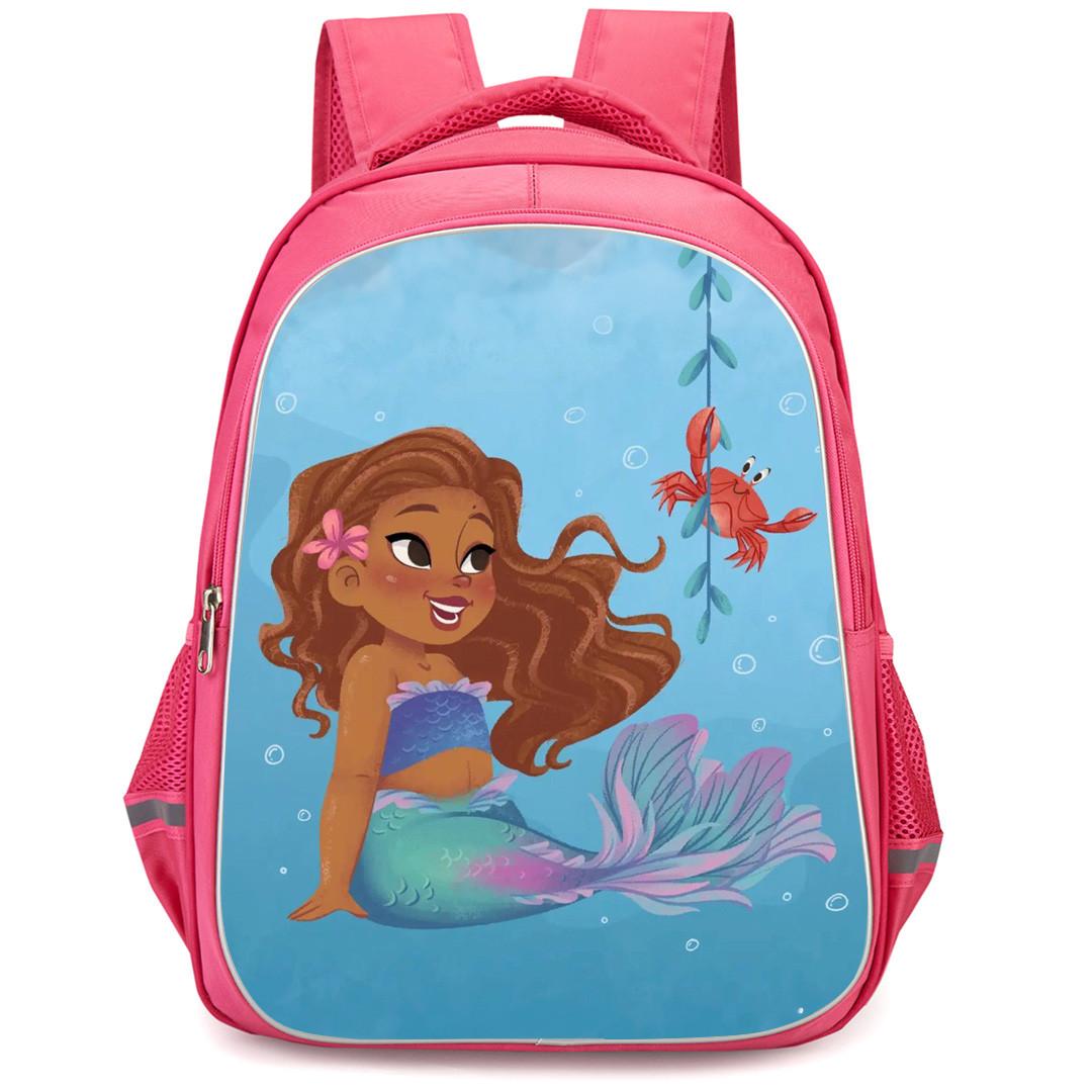 The Little Mermaid 2023 Ariel Backpack StudentPack - Baby Ariel Smiling With Sebastian Chibi Art