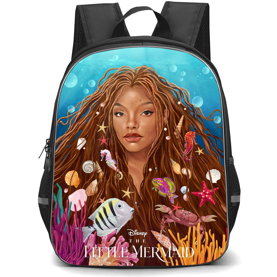 The Little Mermaid 2023 Ariel Backpack StudentPack - Ariel Portrait With Sea Creatures Illustration