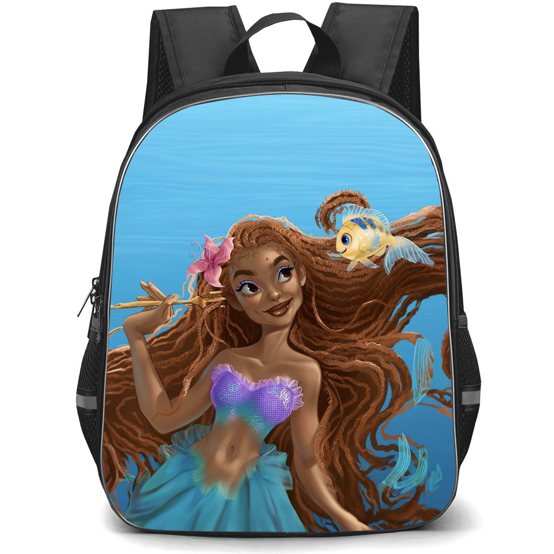 The Little Mermaid 2023 Ariel Backpack StudentPack - Ariel Smiling With Flounder Illustration