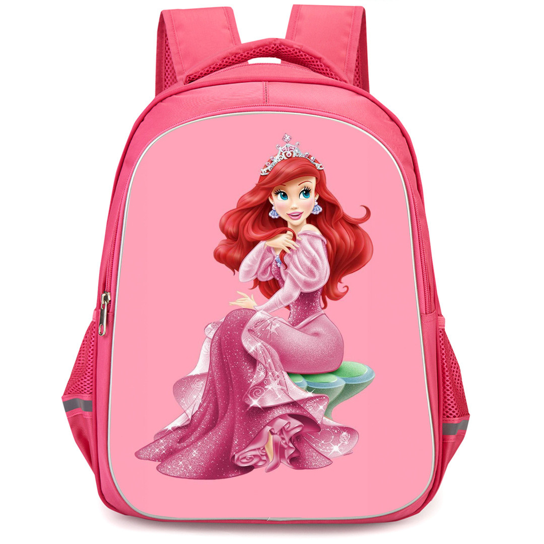 The Little Mermaid Ariel Backpack StudentPack - Ariel In Pink Gown Cartoon Art