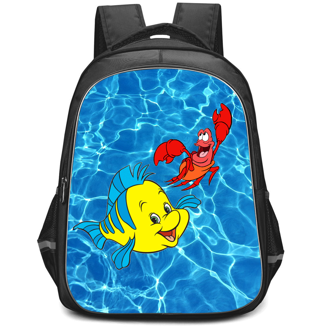The Little Mermaid Backpack StudentPack - Flounder With Sebastian Movie Art