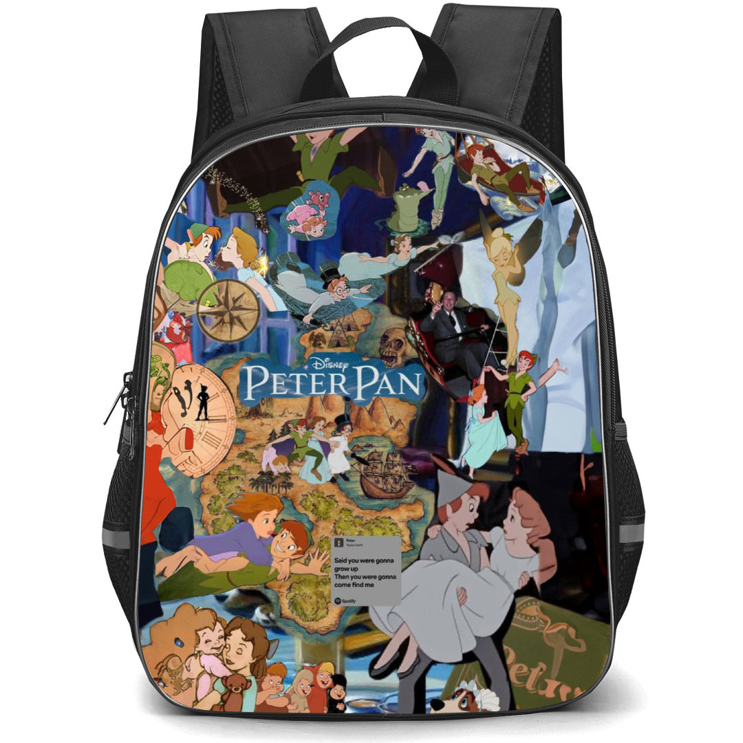 Peter Pan Backpack School Bag StudentPack - Peter Pan Boy Who Never Grew Up Collage