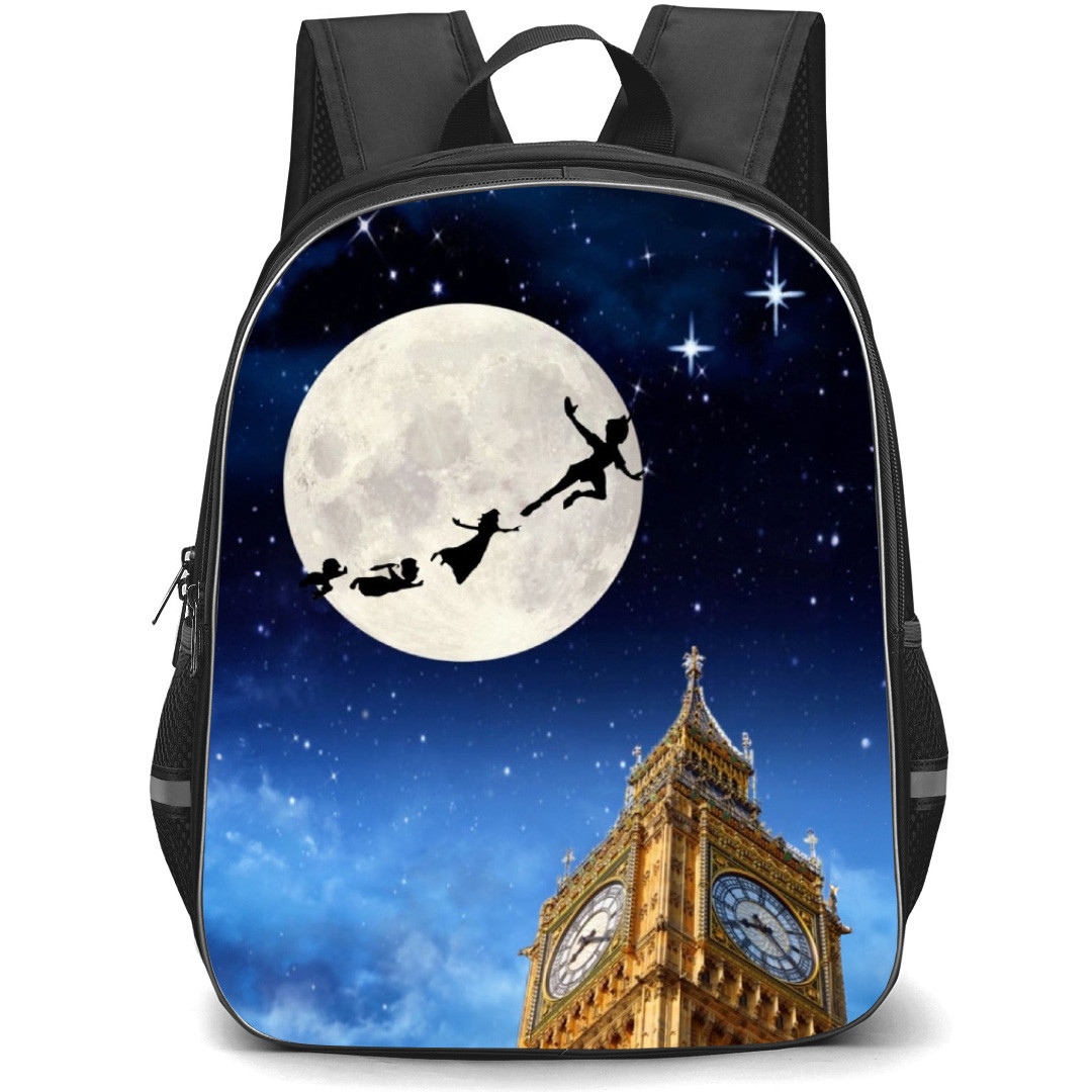 Peter Pan Backpack School Bag StudentPack - Peter Pan Characters Silhouette Moon Flying