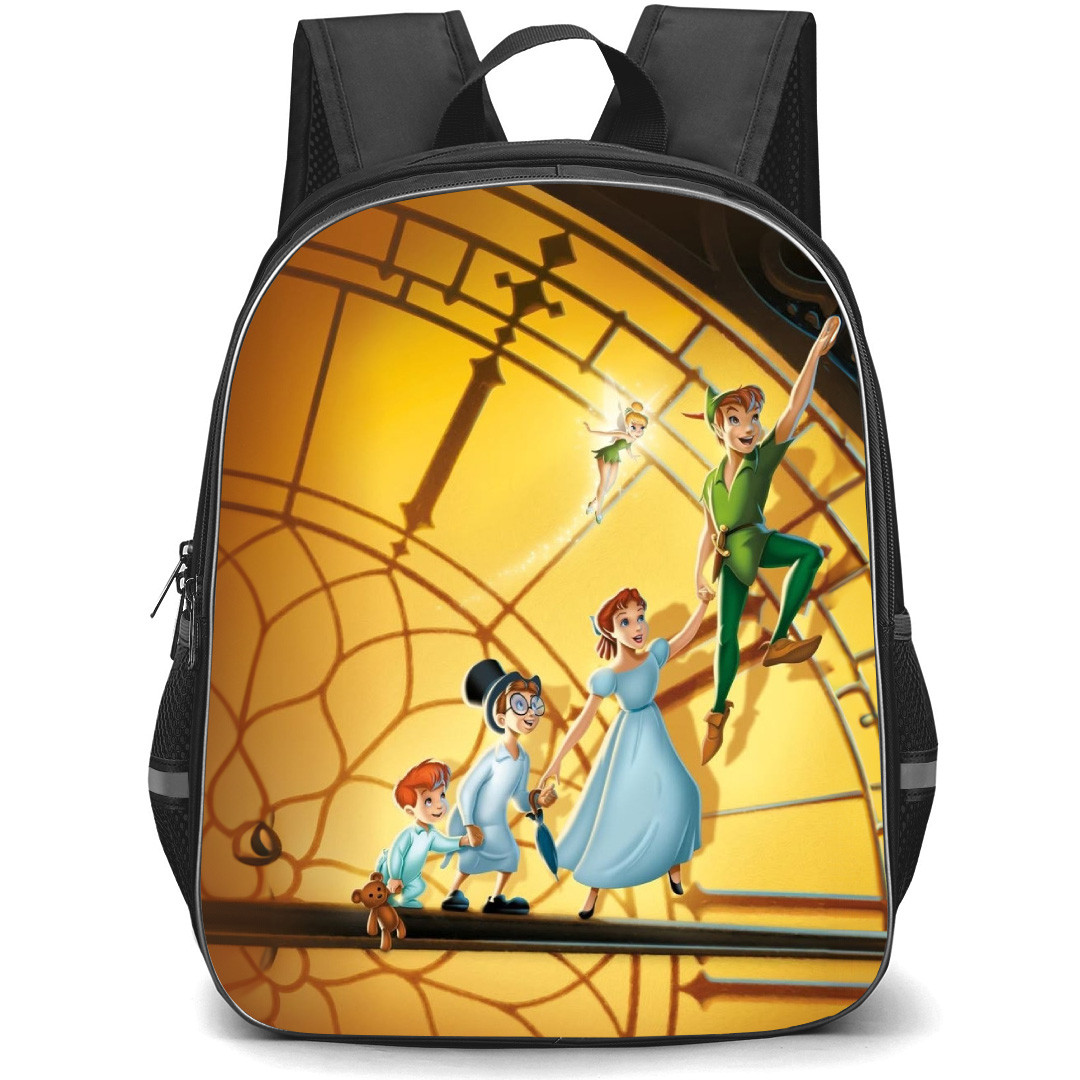 Peter Pan Backpack School Bag StudentPack - Peter Pan Characters Standing On Clock Poster