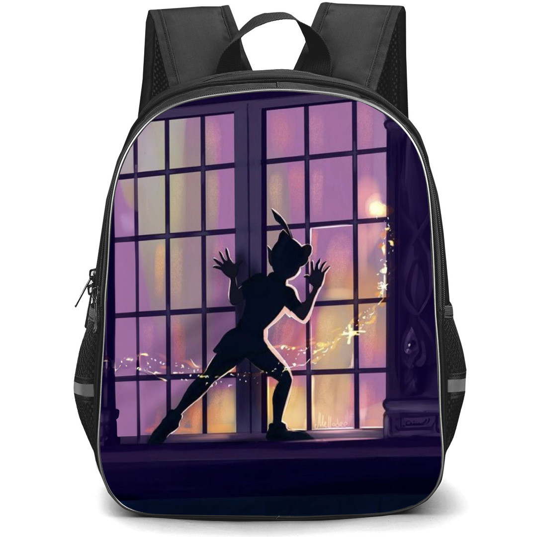 Peter Pan Backpack School Bag StudentPack - Peter Pan Peeking On Window Silhouette