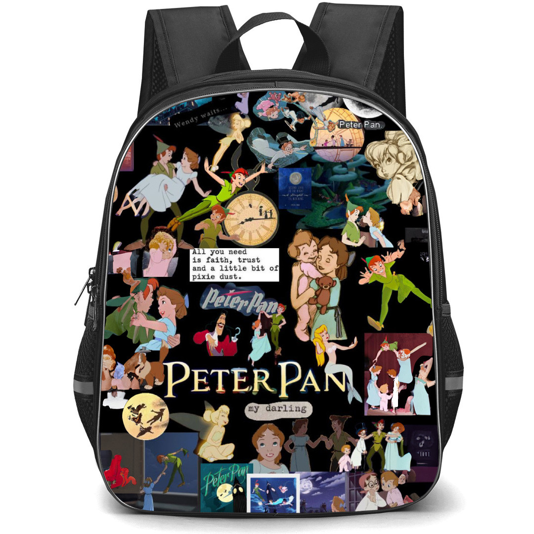 Peter Pan Backpack School Bag StudentPack - Peter Pan Tales Of Faith And Pixie Dust Collage