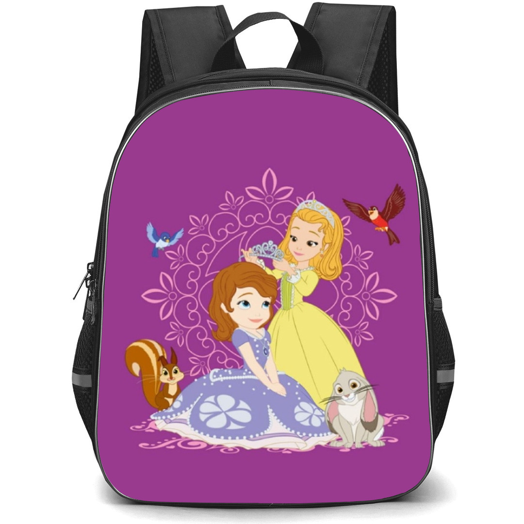 Sofia The First Backpack School Bag StudentPack - Princess Amber And Princess Sofia Give Crown