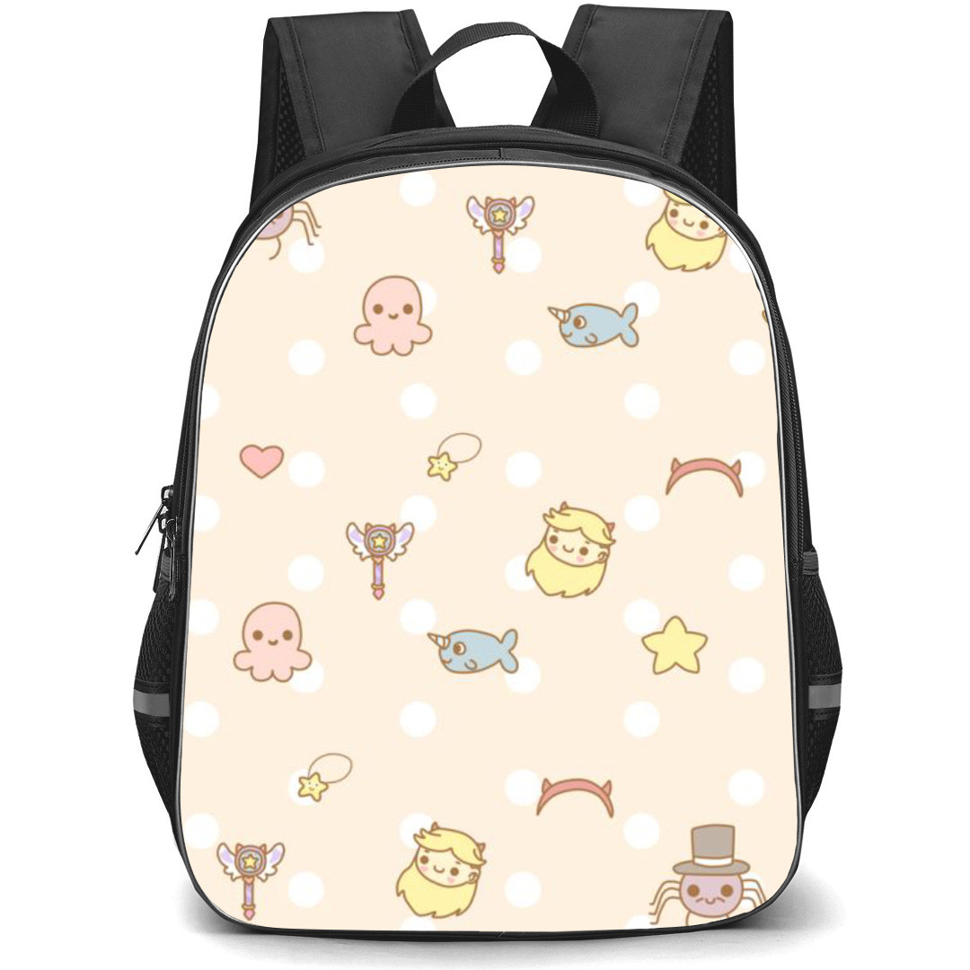 Star Vs The Forces of Evil Backpack School Bag StudentPack - Star Vs The Forces of Evil Polka Dot Beige Pattern