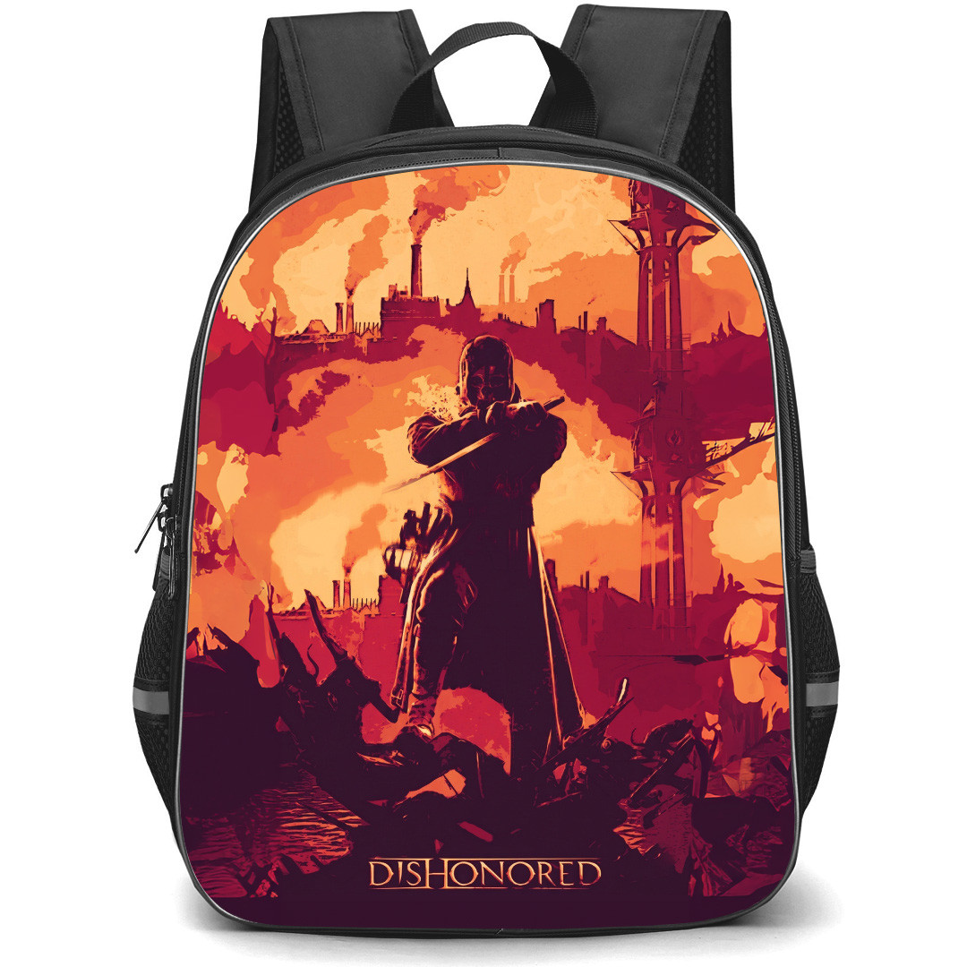 Dishonored Backpack School Bag StudentPack - Dishonored Fighting Stance Silhouette Game Poster