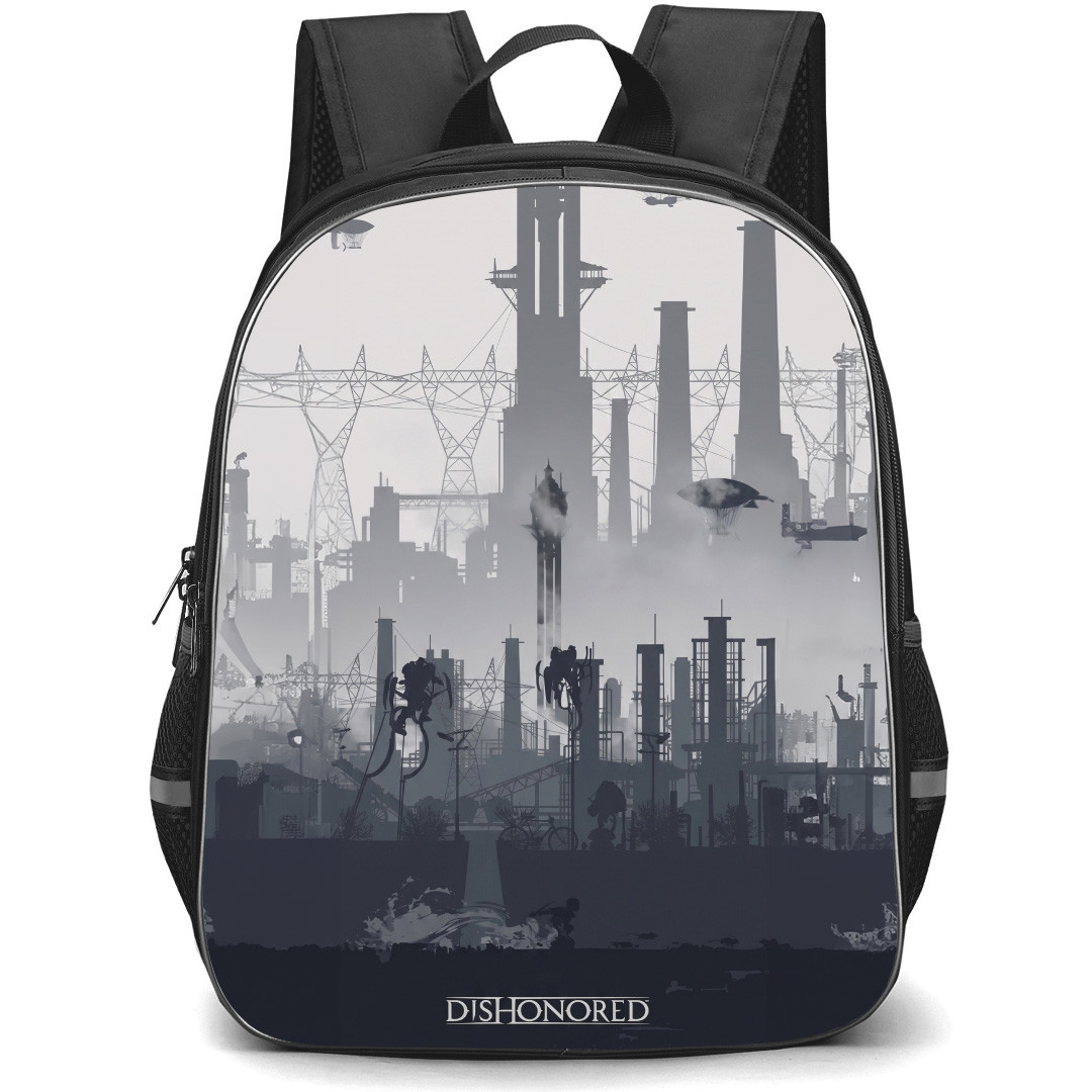 Dishonored Backpack School Bag StudentPack - Dishonored Industrial Landscape Silhouette Art Poster