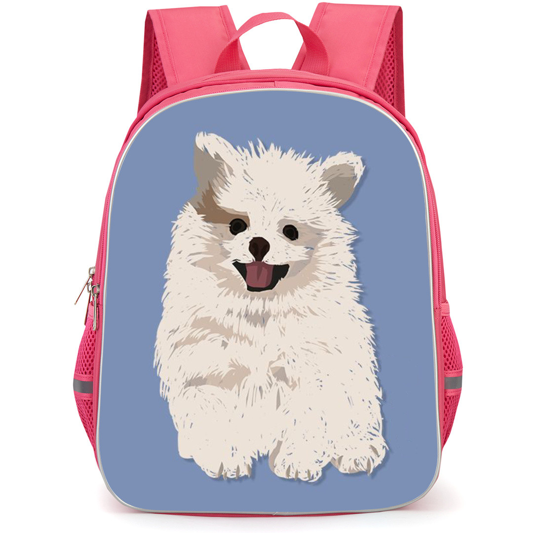Pomeranian Dog Backpack StudentPack - Pomeranian Dog Illustration On Purple Background
