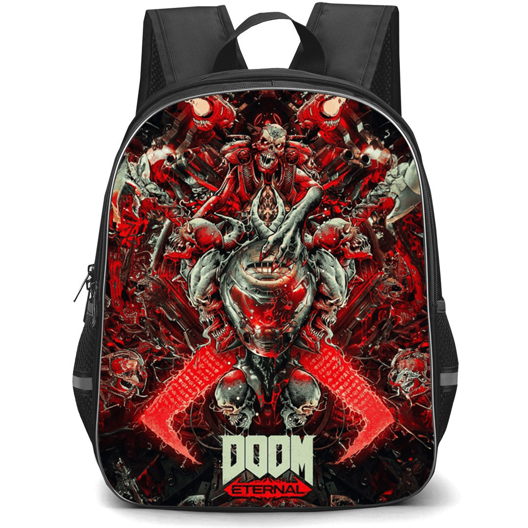 Doom Eternal Backpack School Bag StudentPack - Doom Eternal Blood Throne Poster Art