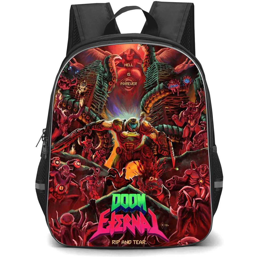 Doom Eternal Backpack School Bag StudentPack - Doom Eternal Rip and Tear Poster