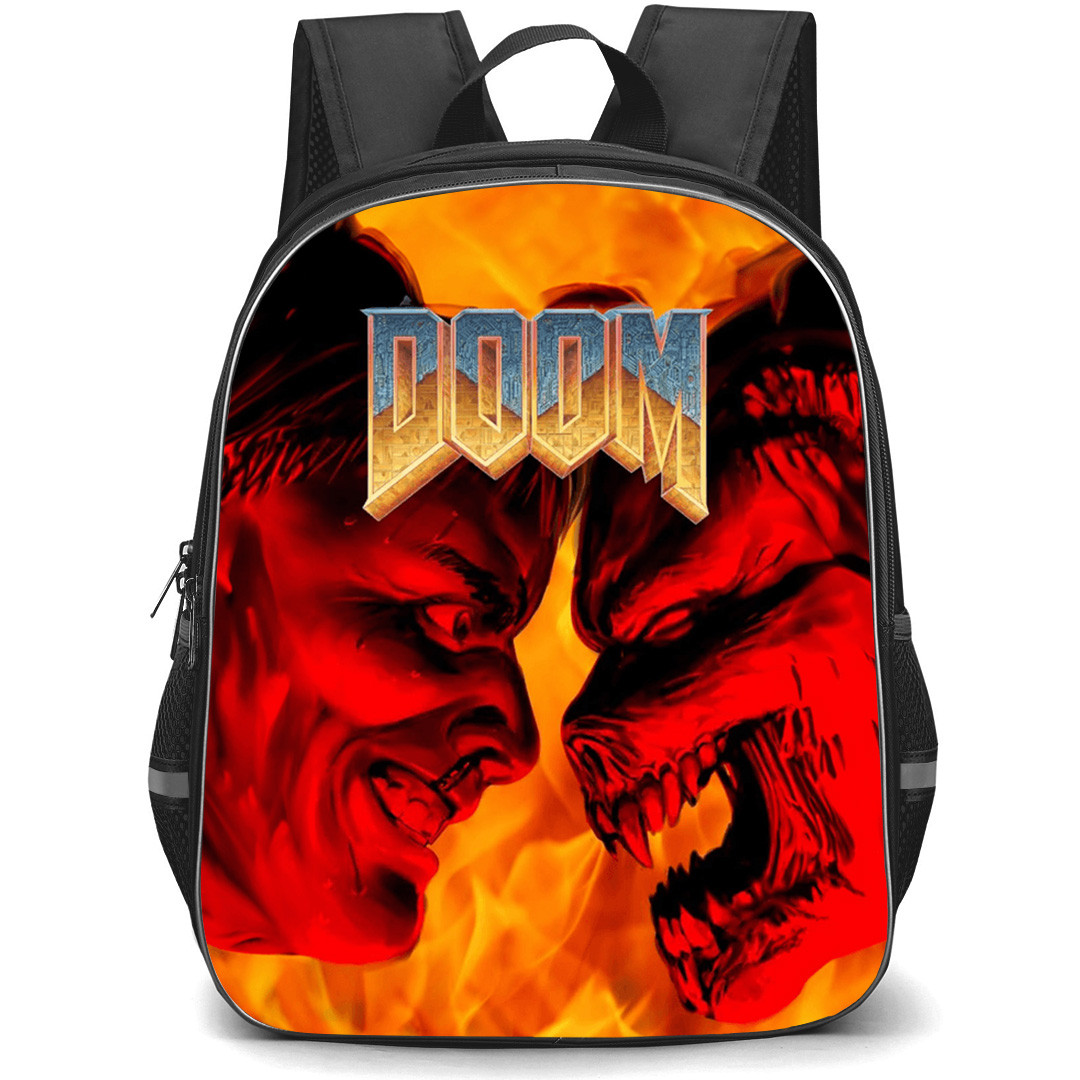 Doom Backpack School Bag StudentPack - Face To Face Flame Battle Poster