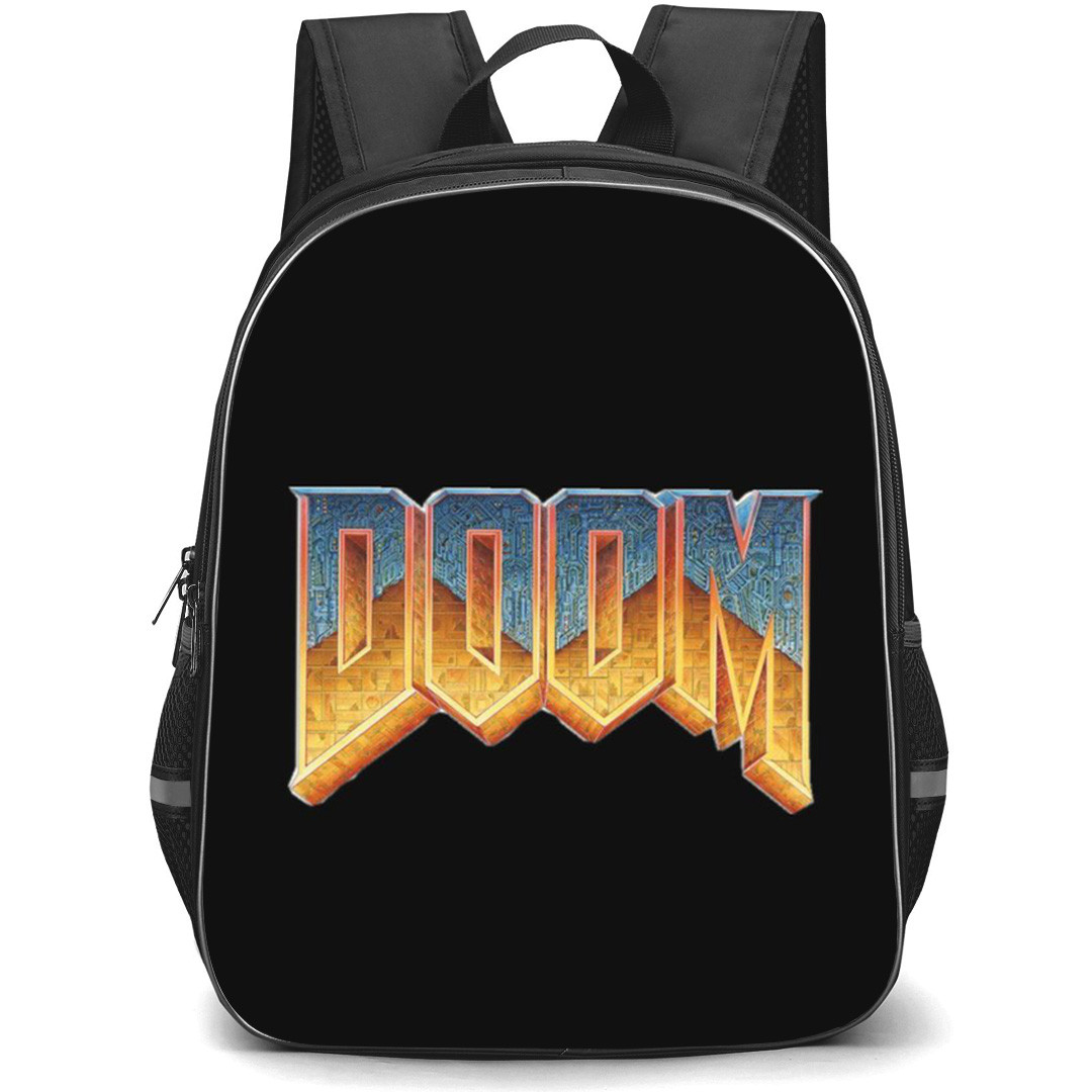 Doom Backpack School Bag StudentPack - Doom Logo on Black Background Poster
