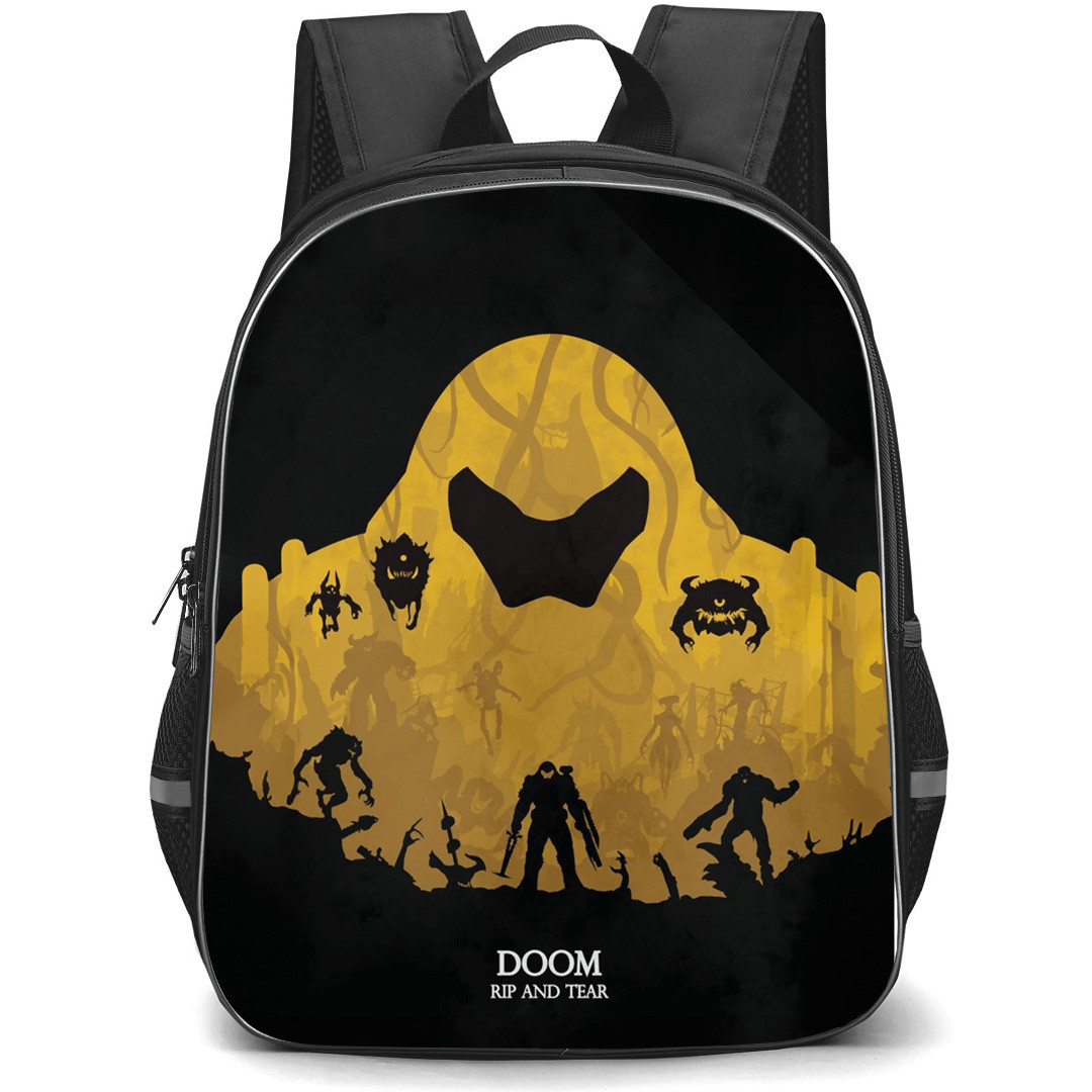 Doom Backpack School Bag StudentPack - Doom Rip and Tear Silhouette Art Poster