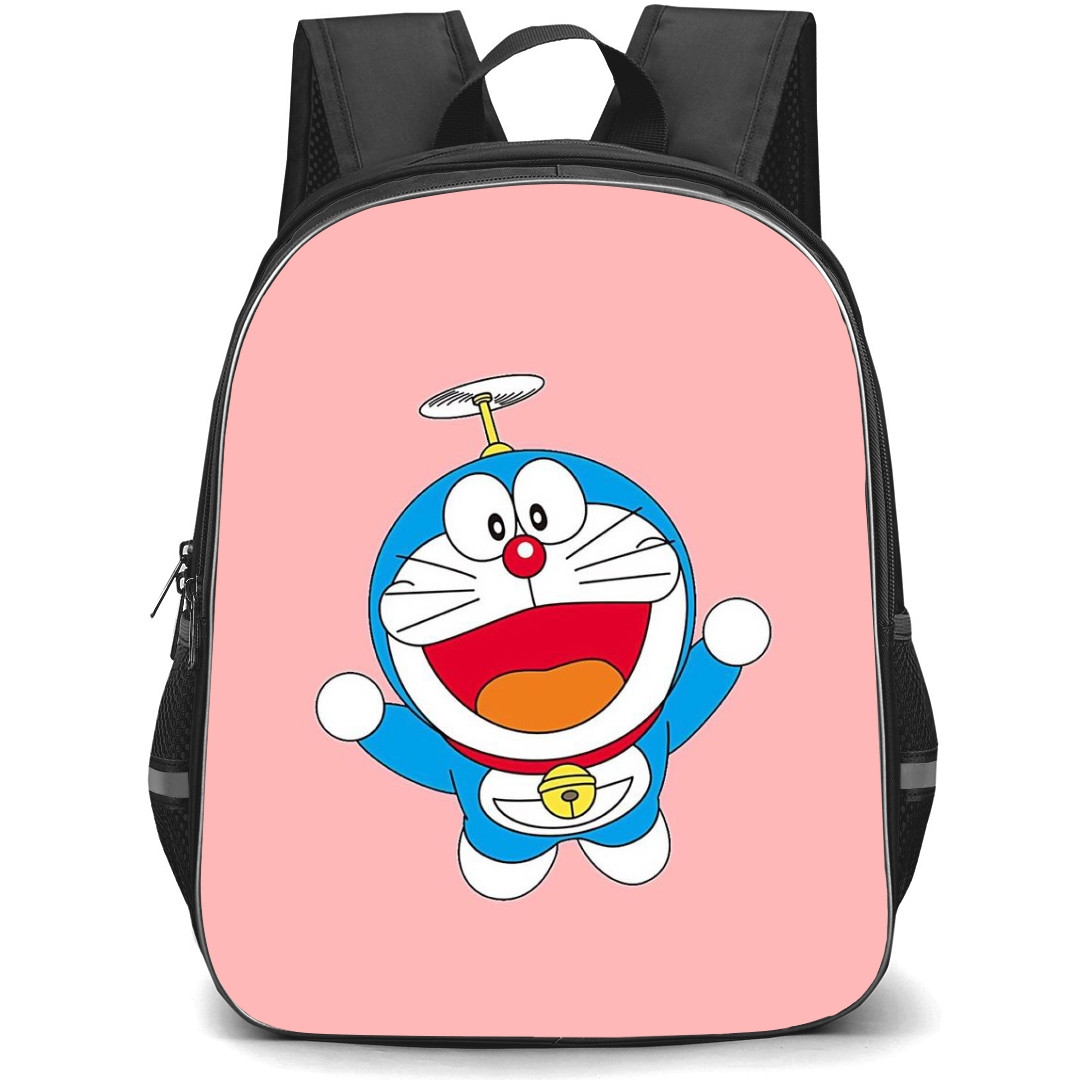Doraemon School Backpack StudentPack - Doraemon Flying Pink Background