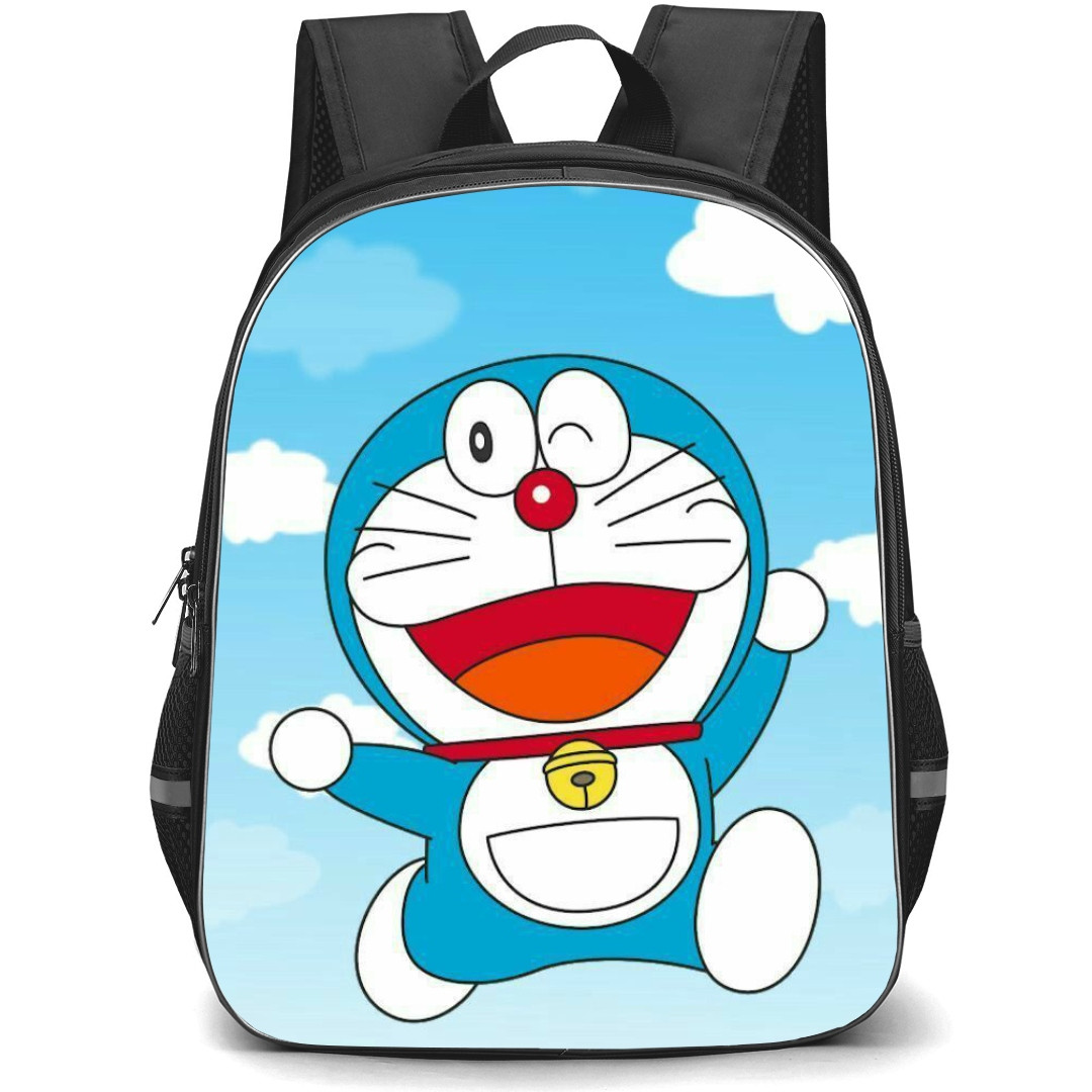 Doraemon School Backpack StudentPack - Doraemon Jumping Illustration Sky Background