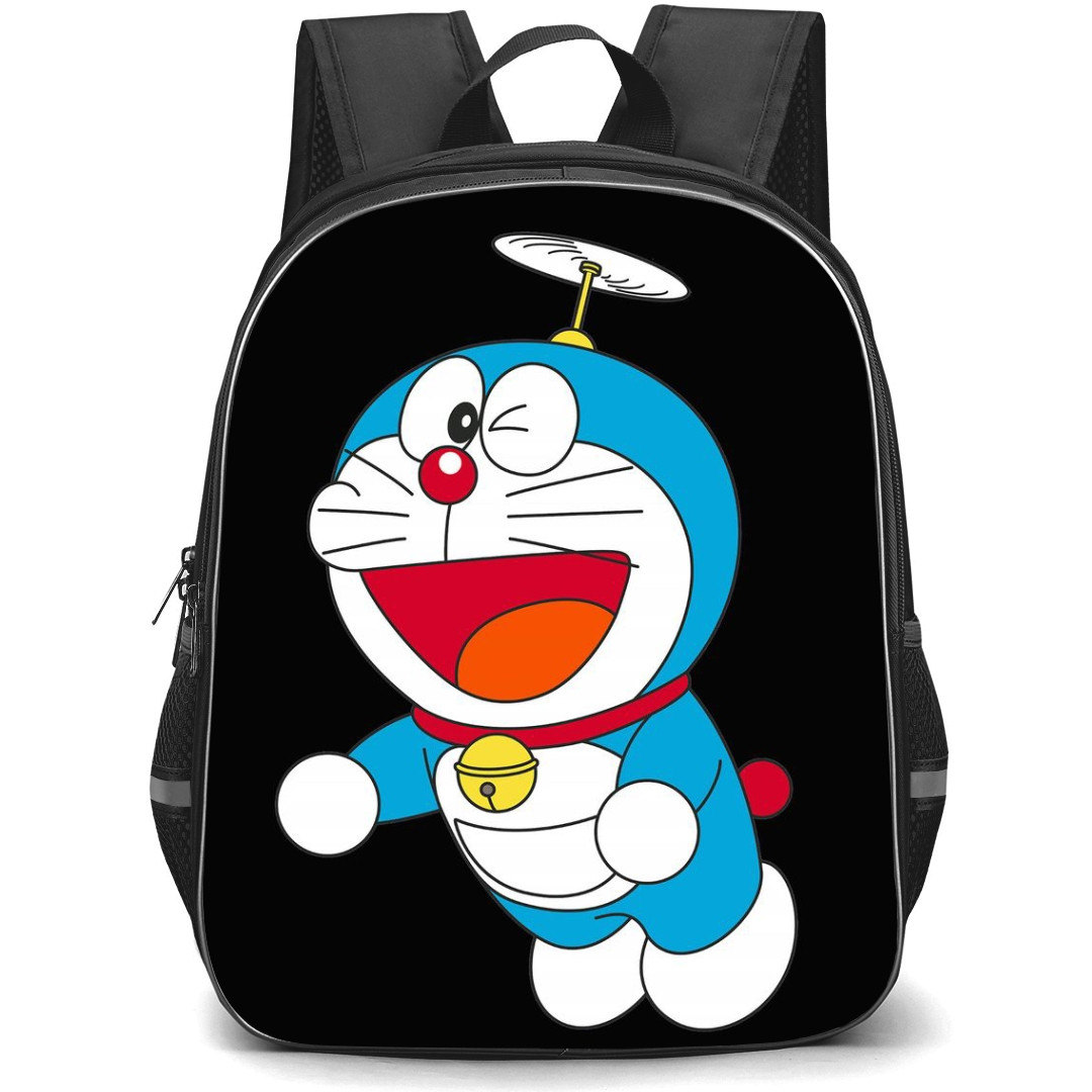 Doraemon School Backpack StudentPack - Doraemon Side Portrait Flying Black Background