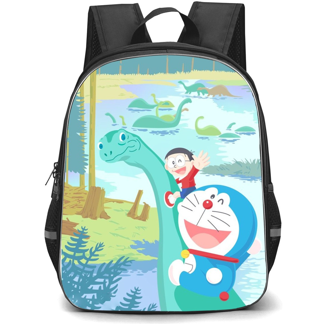 Doraemon Nobita School Backpack StudentPack - Nobita Doraemon Riding Dinosaur Illustration
