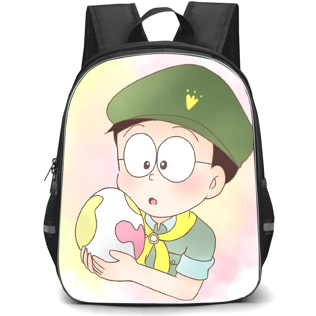 Doraemon Nobita School Backpack StudentPack - Nobita Holding Egg Watercolor Background