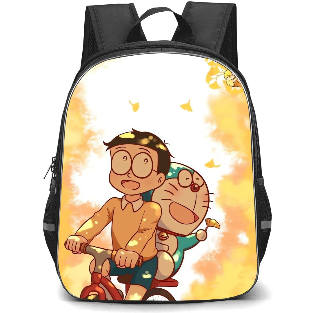 Doraemon Nobita School Backpack StudentPack - Nobita Doraemon Riding Bike Illustration