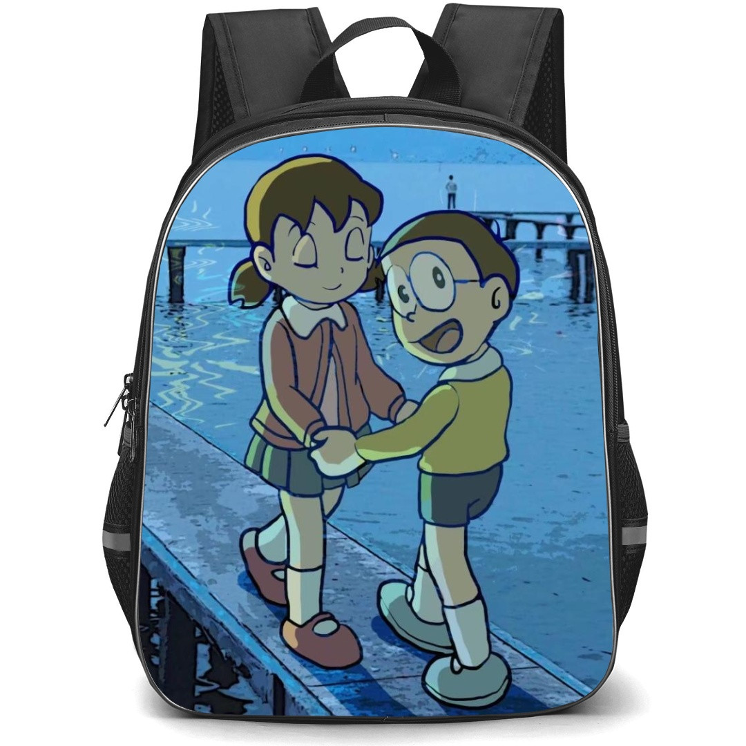 Doraemon Nobita School Backpack StudentPack - Nobita Shizuka Fireworks Background