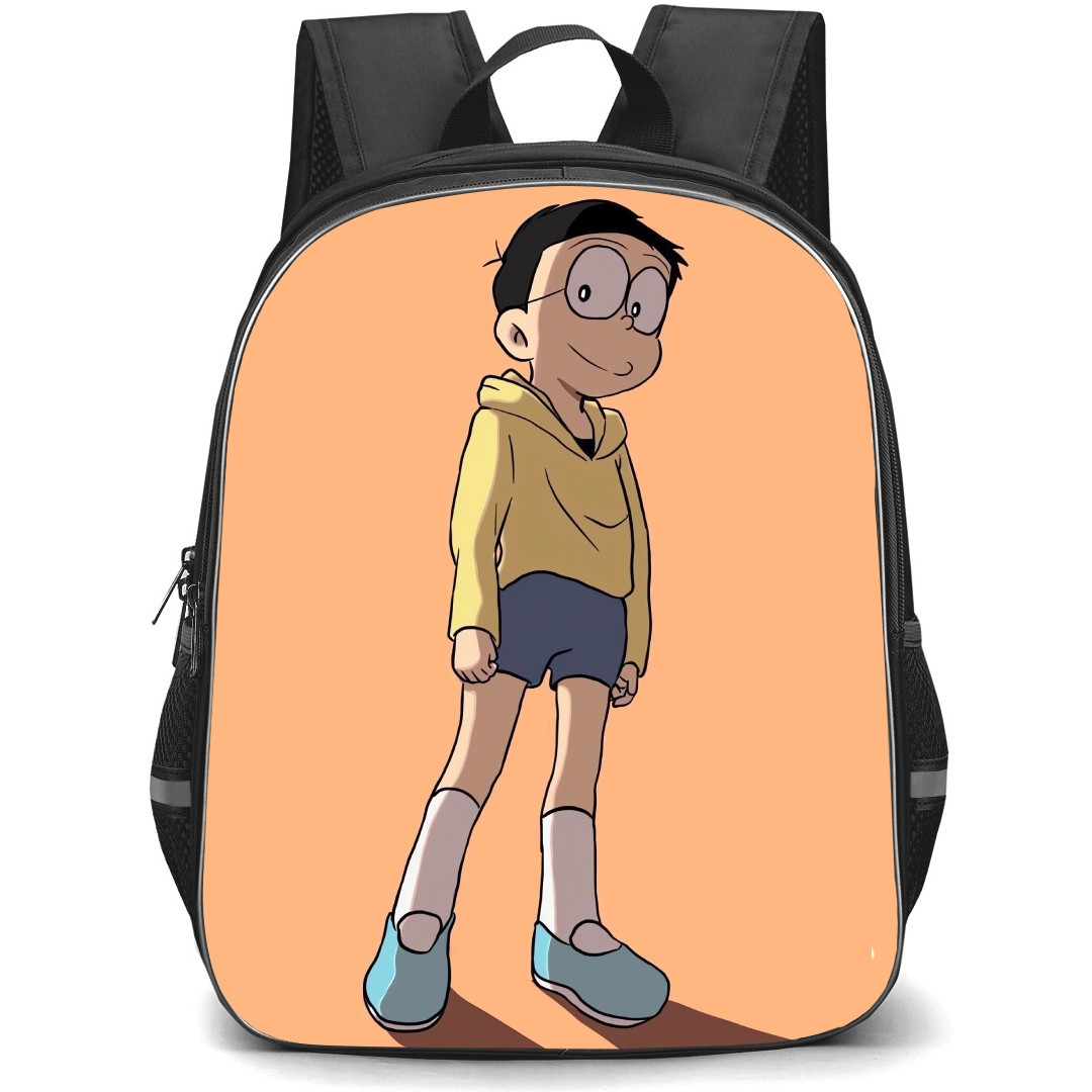 Doraemon Nobita School Backpack StudentPack - Nobita Standing Orange Background