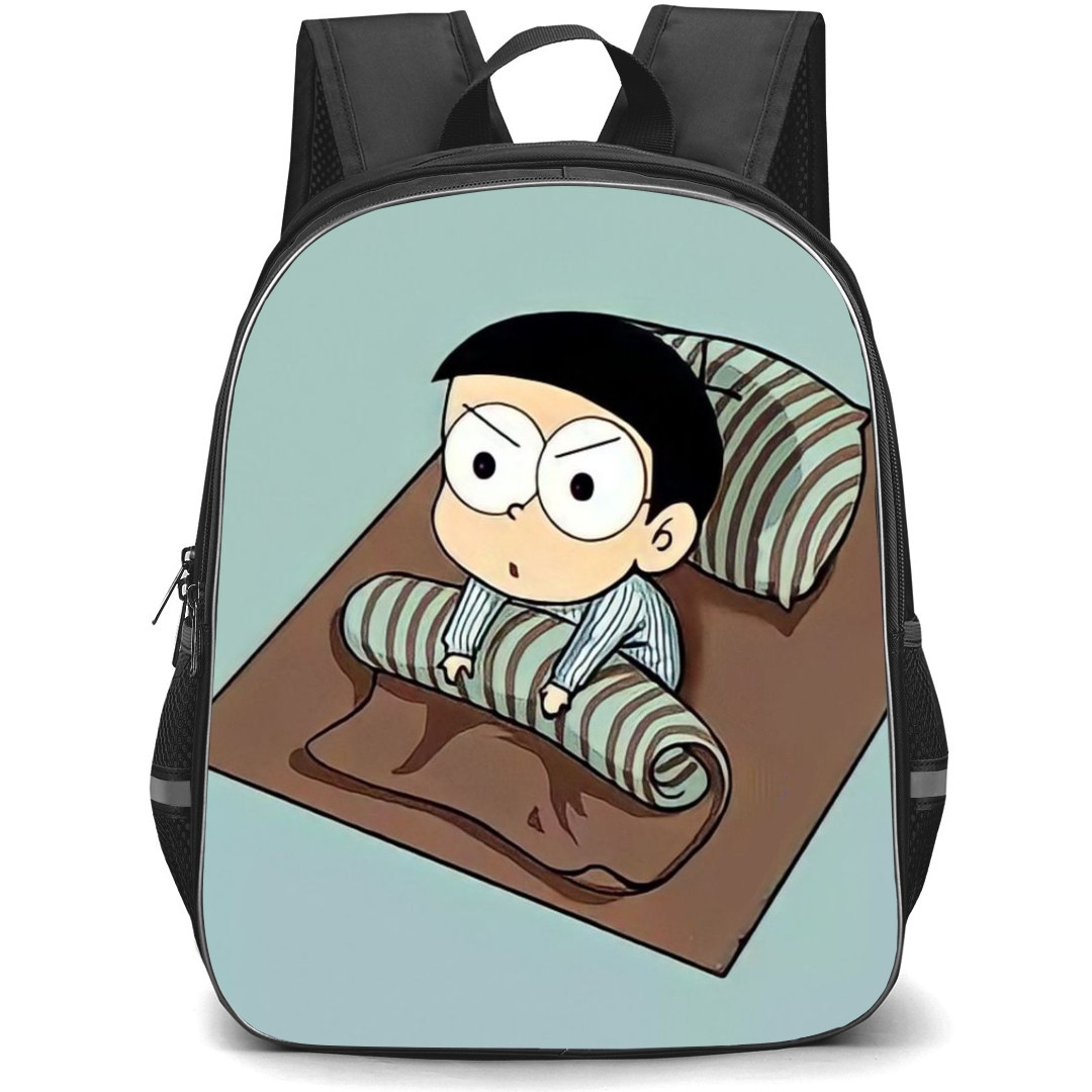 Doraemon Nobita School Backpack StudentPack - Nobita Woke Up Green Background