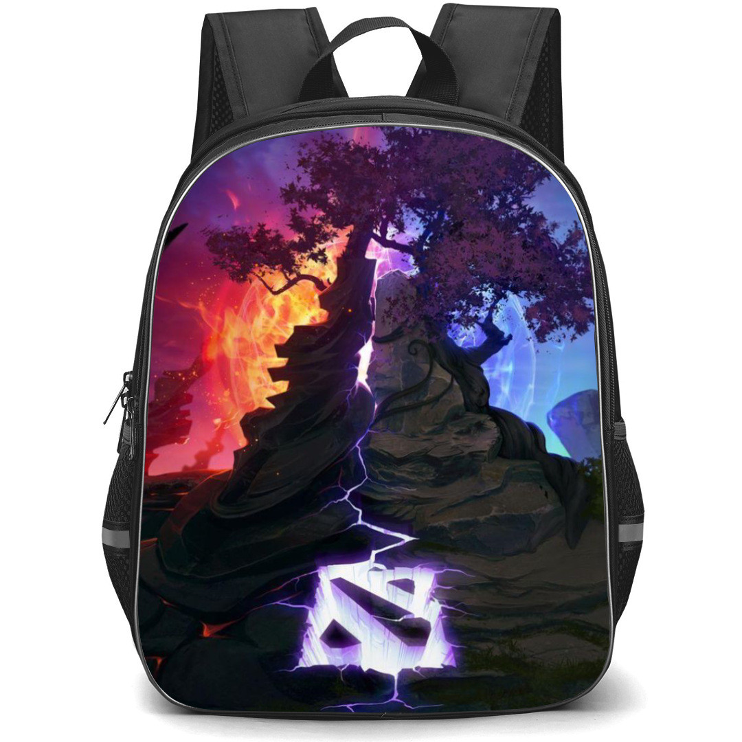 Dota 2 Collage Backpack StudentPack - Shadow Logo with Knight Background
