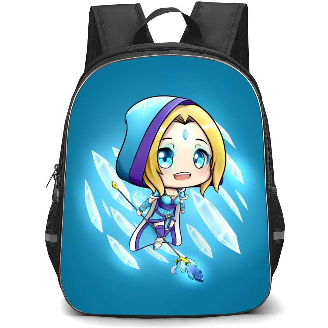 Dota 2 Crystal Maiden Backpack StudentPack - Crystal Maiden Flying with Sword Chibi Art