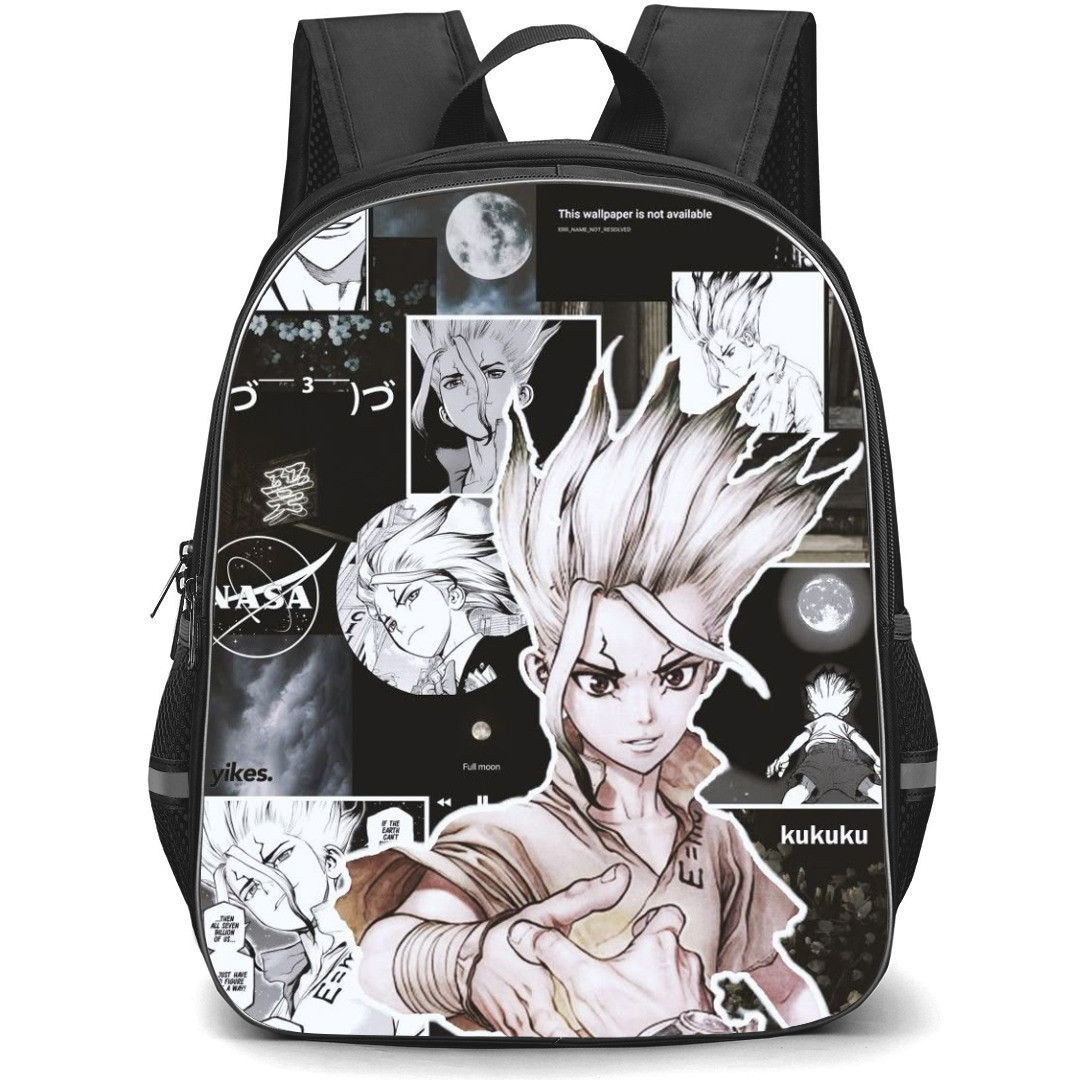 Dr. Stone Backpack StudentPack - Dr. Stone Dark Background Collage Poster