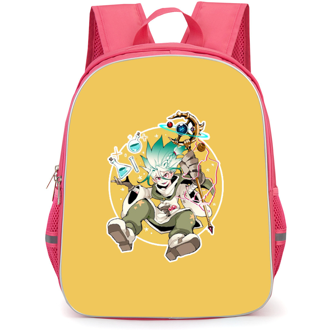 Dr. Stone Ishigami Senku Backpack StudentPack - Ishigami Senku Anime Art On Yellow Background Sticker