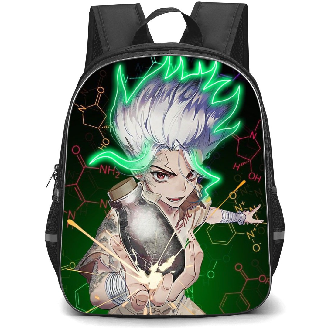 Dr. Stone Ishigami Senku Backpack StudentPack - Ishigami Senku Anime Manga Neon Hair Poster